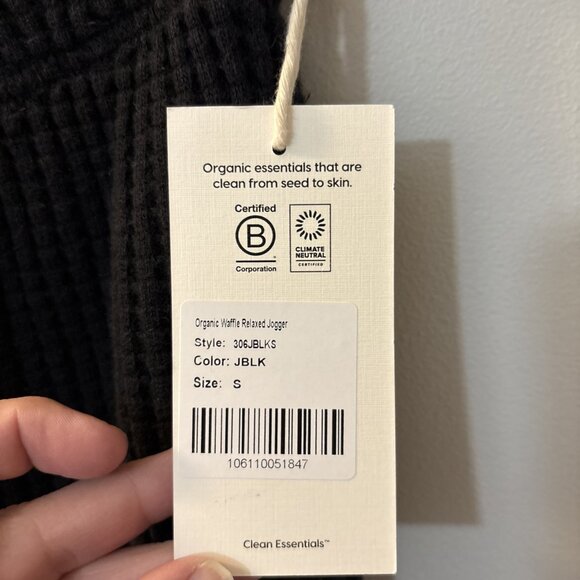 Mate the Label Organic Waffle Relaxed Jogger in Jet Black, Size Small NWT - Picture 7 of 9